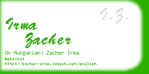 irma zacher business card